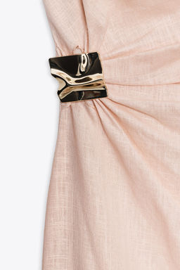 ASYMMETRIC MIDI DRESS WITH LINEN BLEND APPLIQUE - Zara фото 20