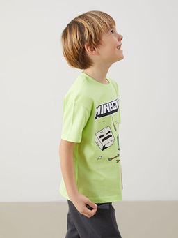 Bisiklet Yaka Minecraft Bask?l? Erkek ?ocuk Ti??rt