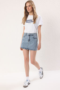 Trendyolmilla Mavi Mini Denim Etek TWOSS25ET00169 фото 3