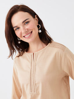 Ka??k Yaka Nak??l? Uzun Kollu Kad?n Bluz