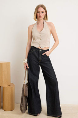 Ekru Gold Dugme Detayl? Comfort Denim Yelek TWOSS26YE00036