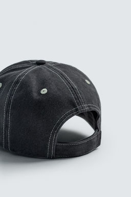 GORRA LAVADA TEXTO BORDADO PESPUNTES / Gris - Zara фото 7