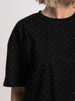 Футболка Ия (черная/стразы) Б15236-4М