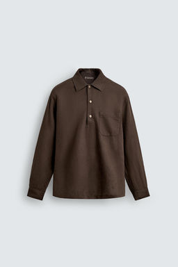 CAMISA POLO LINO - ALGOD?N / Marr?n - Zara фото 7