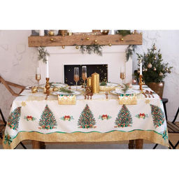 Скатерть новогодняя «Этель» Golden Christmas, 150×180 +/-3 см с ГМВО, 100% хлопок, 190 г/м²