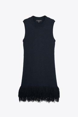 CHECK KNIT FRINGED DRESS - Zara фото 7