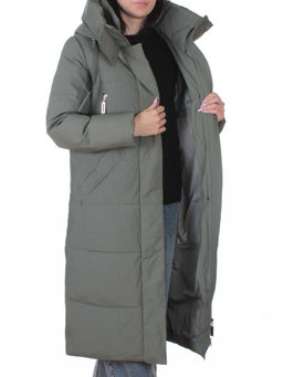 A8356 GRAY/GREEN Пальто зимнее женское (200 гр. холлофайбер)