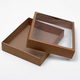 Цена за 5 шт. Коробка сборная без печати крышка-дно бурая с окном 37 х 32 х 7 см - Simaland фото 2