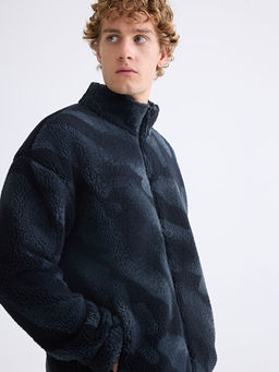 Dik Yaka Pel?? Erkek Fermuarl? Sweatshirt