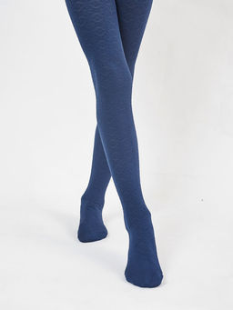 Цена за 3 пары! Детские однотонные ажурные колготки темно-синего цвета