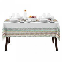 "Цветочные узоры" Скатерть 220х145см, длина стола до 180см, на 8-10 персон, хлопок "Премиум" 186г/м2, "Домашняя мода" (Россия)