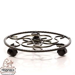 Подставка для цветов 12-009 напольная на колесах - Фабрика интерьерной ковки фото 2