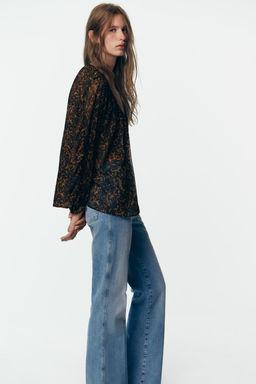 ANIMAL PRINT SEMI-SHEER BLOUSE - Zara фото 5