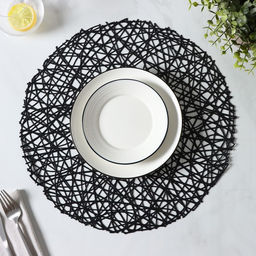 Салфетки сервировочные на стол Доляна «Паутинка», d=38 см, 4 шт., чёрные