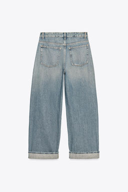 TRF MID-WAIST BAGGY FOLDED JEANS