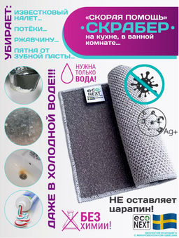 СКРАБЕР -Салфетка для кухни и ванной  ECONEXT microfiber