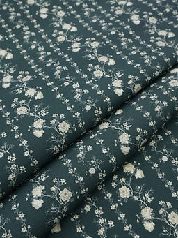 Импорт. хлопок Digital Цветущие дорожки цв.т.морская волна, ш.1.4м, хлопок-100%, 135гр/м.кв