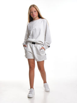 Шорты для девочки подростковые 22-7630 св.серый меланж - Mini maxi фото 3