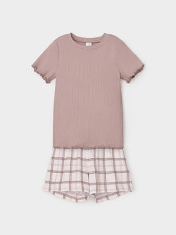 К 1645/кофейный,шотландская клетка пижама для дев