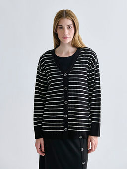 V Yaka ?izgili Kad?n Triko H?rka