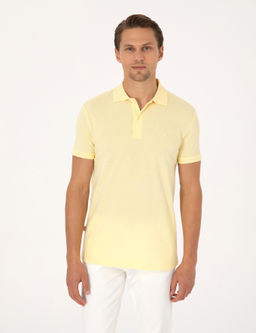 A__k Sar_ Slim Fit %100 Pamuk K_vr_lmaz Polo Yaka Basic Ti__rt