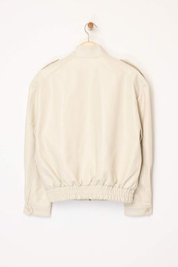 Ekru Oversize Kal?p Suni Deri Bomber Ince Ceket Mont TWOAW26MO00001 - Trendyolmilla фото 3