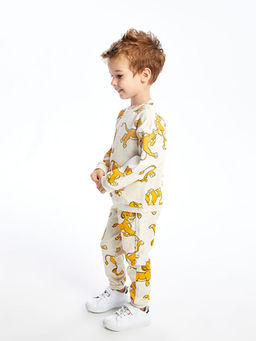 Bisiklet Yaka Aslan Kral Bask?l? Uzun Kollu Erkek Bebek Sweatshirt ve E?ofman Alt? 2li Tak?m