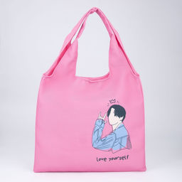 Сумка мешок Love yourself, 40×35 см, розовая