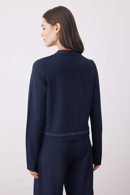 Lacivert Dik Yaka Regular/Normal Kesim Dikis Detayl? Orme Bluz TWOAW26BZ00107 - Trendyolmilla фото 4