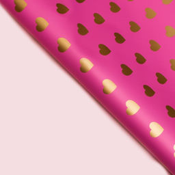 Цена за 20 шт. Пленка матовая для цветов Золотые сердца, розовый, 57?57 см 5% см