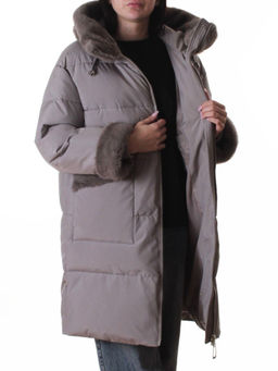 6093 GRAY Куртка зимняя женская оверсайз (200 гр. холлофайбер)