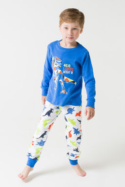 К 1541/голубой сапфир,цветные мини дино, пижама