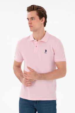 Erkek Slim Fit Polo Yaka A__k Pembe Basic Ti__rt Sepette S_rpriz _ndirim