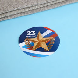 Наклейки для цветов и подарков С 23 февраля, 4.4?4.4 см, 252 шт.