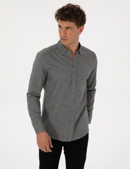 Gri Slim Fit Uzun Kollu G_mlek - Pierre cardin фото 3