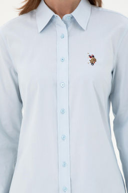 Женская голубая базовая рубашка с длинным рукавом Неожиданная скидка в корзине - U.s. polo assn фото 6