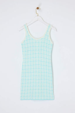 Mint K?sa / Mini Triko Tuvit Gorunumlu Simli Elbise TWOSS26EL00173