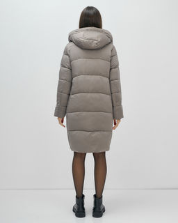 Пальто зимнее утепленное с капюшоном женское серого цвета 7638Sr - Visdeer фото 5