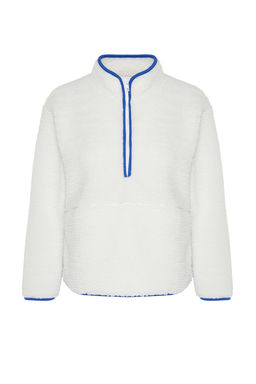 Beyaz Pelus Orme Spor Sweatshirt THMAW23SW00021