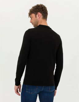 Siyah Slim Fit Yar_m Bal_k__ Yaka Basic Triko Kazak - Pierre cardin фото 5