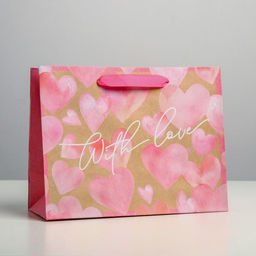 Пакет крафтовый горизонтальный With love, MS 23 18 10 см
