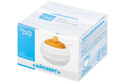 Банка д/хранения 300 мл 10,5*10,5*9 см Айсберг волны + ложка + дер. крышка - Elan gallery фото 13