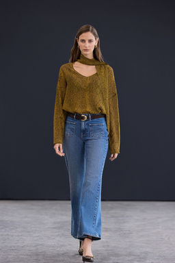 Trendyol Studio Yesil Animal Y?lan Desenli Sal Detayl? Transparan Dokuma Bluz TWOAW26BZ00275 - Trendyolmilla фото 4