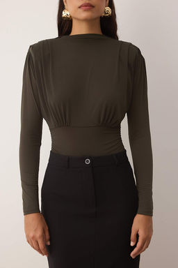 Haki Dik Yaka Uzun Vatkal? Alttan C?tc?tl? Orme Sandy S?k/Gece Body TPRAW23BD00048
