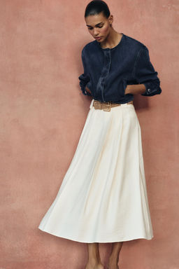 FALDA MIDI CINTUR?N TRENZADO / Crudo - Zara фото 5