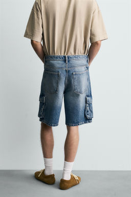 DENIM CARGO BERMUDA SHORTS - Zara фото 3