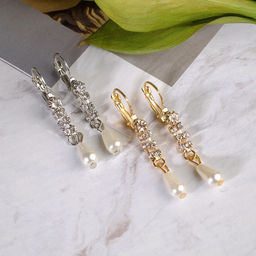 Серьги с жемчугом Колосок капля, цвет МИКС