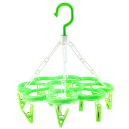 Вешалка-сушилка пластмассовая с прищепками 12 штук д28см подвесная, складная "Карусель ромашка" цвета микс (Китай)