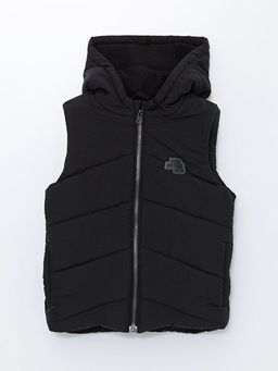 Kap??onlu Bask?l? Erkek ?ocuk ?i?me Yelek