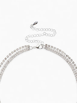 Набор 2 предмета: колье-чокер, серьги Блеск, белый в серебре